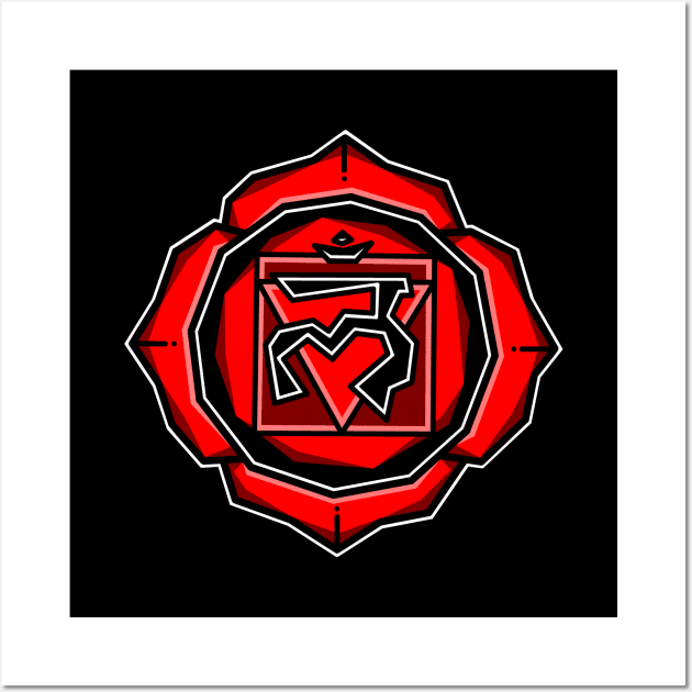 Root Chakra Symbol - Sacred Red Lotus Flower - Muladhara - Root Chakra Wall Art by Bleeding Red Paint